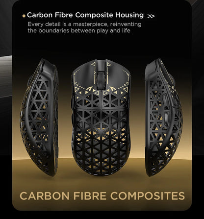 Mouse de gaming wireless ATTACK SHARK R5 Ultra Carbon Fiber, senzor de gaming PixArt PAW3950MAX, 42000DPI, 8000Hz, MCU Nordic 52840