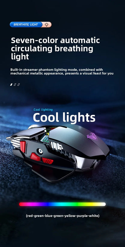 Nowa mysz gamingowa 2025 SC300 bezprzewodowa 2.4G RGB 3200dpi, akumulatorowa, cicha, mechaniczna mysz e-sportowa do komputera stacjonarnego i laptopa