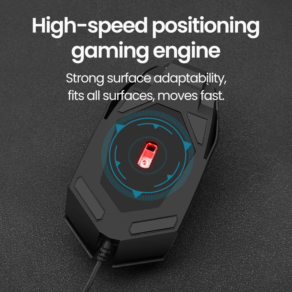 Ενσύρματο RGB Gaming Ποντίκι USB με Οπίσθιο Φωτισμό, Αθόρυβη Λειτουργία, LED Φωτισμό, 1600DPI, για Desktop PC, Notebook, Υπολογιστή, Σπίτι και Γραφείο
