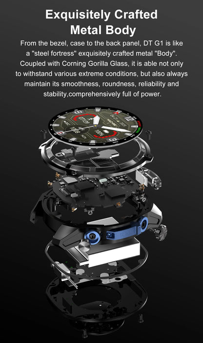 2026 New Military Smart Watch GPS Track Compass Altimeter Bluetooth Calling 860mAh Battery DTG1 Men Outdoor Sports SmartWatch