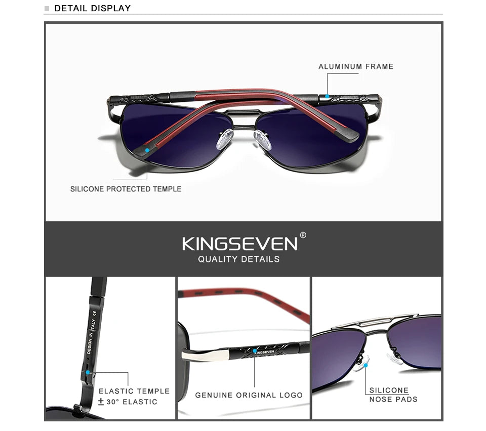 KINGSEVEN 2023 Aluminum Pilot HD Polarized Sunglasses Men Women Fashion Frame Male Sun Glasses For Driving UV400 Mirror