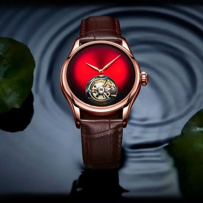 AESOP Flying Tourbillon Skeleton Watch For Men Mekanisk vattentät herrklocka Lyxigt urverk Rostfritt stål
