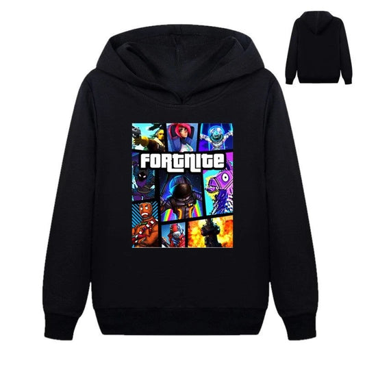 Felpe con cappuccio per bambini Fortnite con stampa game, cartoon, comode, vestibilità ampia, maniche lunghe, abbigliamento autunno-inverno