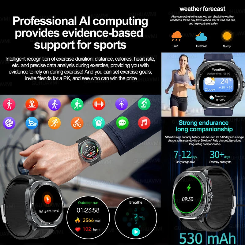 2026 New Health track Smartwatch Air Pump Airbag True Blood Pressure Health Measure Smart Watch Men Women Blood oxygen BT Call