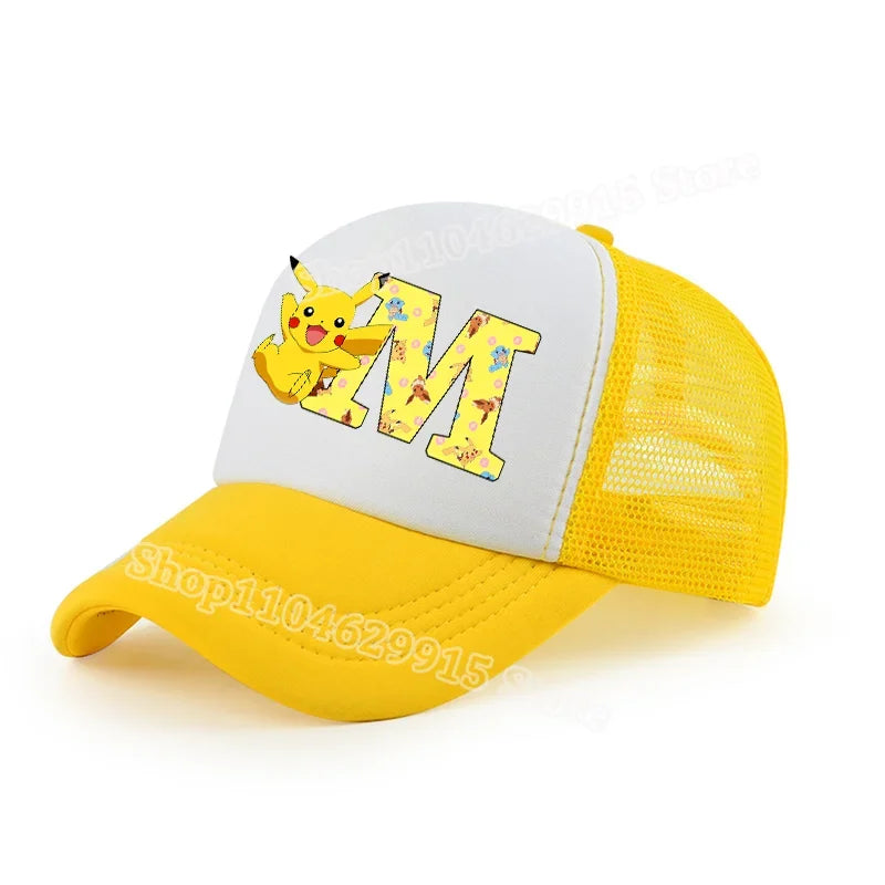 Pokemon Pikachu Baseball Cap Cartoon Anime Popular Letters Print Kids Hat Summer Athleisure Adjustable Parent-child Hats Gift