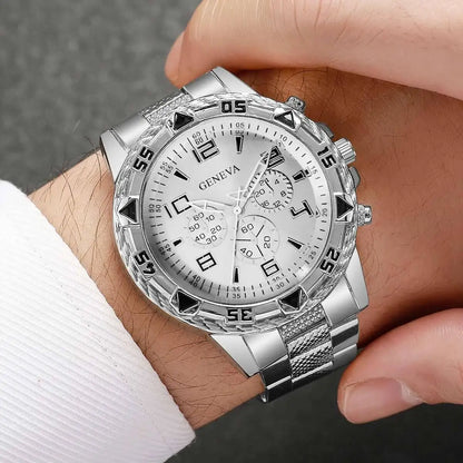 1/4PCS Fashion Business Men Watch Luxury Big Dial Mens Quartz Wristwatches Clock Gift Reloj Hombre（Without Box）
