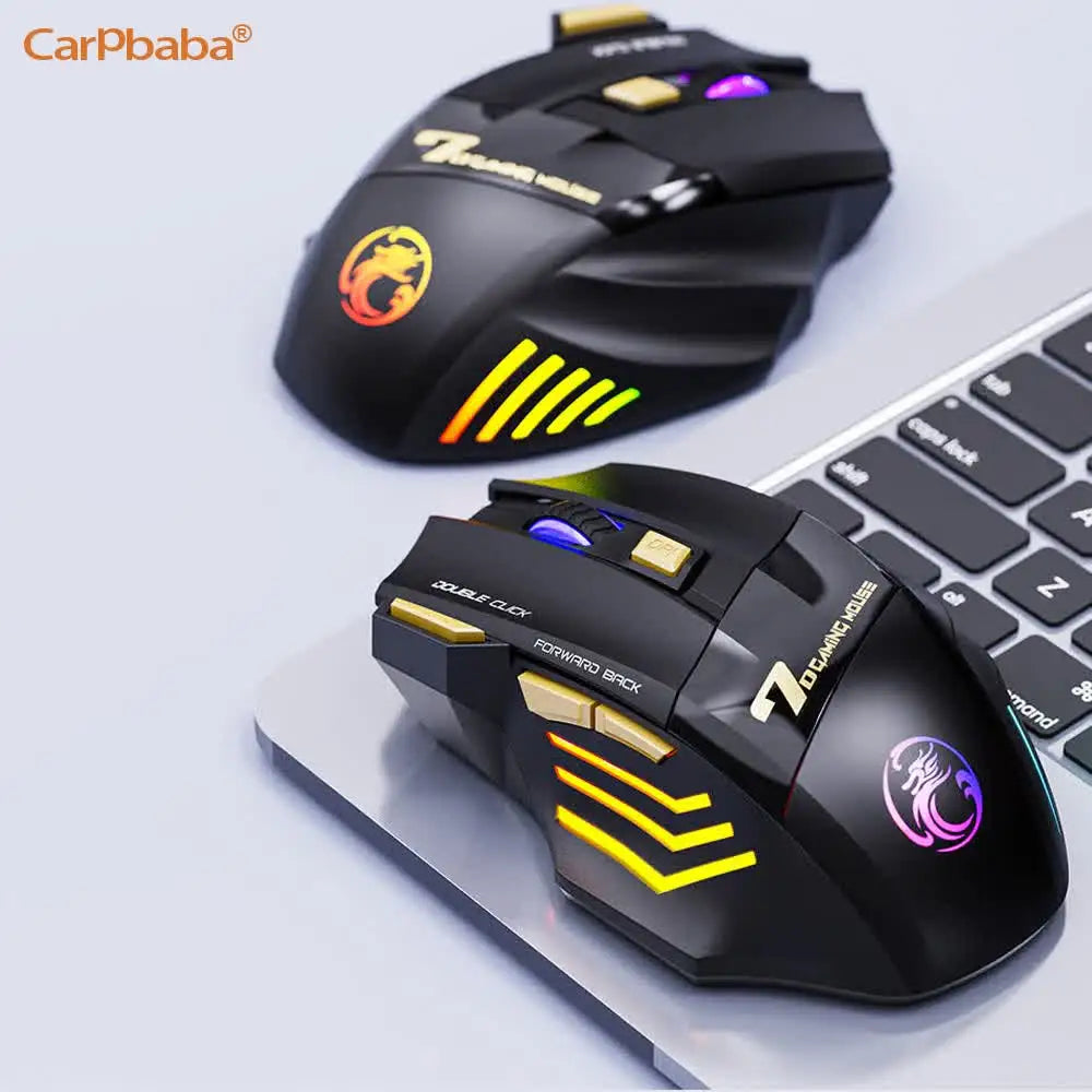 Brezžična miška Bluetooth, polnilna računalniška miška za gamerje, ergonomska gaming miška z RGB osvetlitvijo in tihim delovanjem za PC