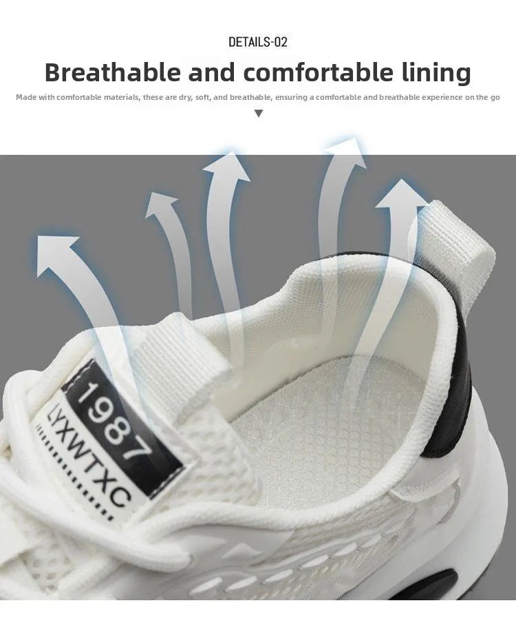 Men's Summer 2025 New Soft Bottom Breathable Mesh Sports Shoes Casual Versatile White Sneakers Lightweight Comfortable Runnin...