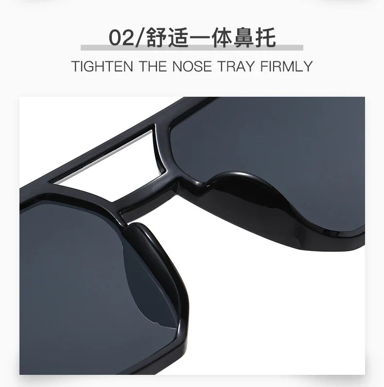 Trendy Women Luxury Polygonal Sunglasses Double Beam Men Metal Sunglass Outdoor Driving Shade Unisex