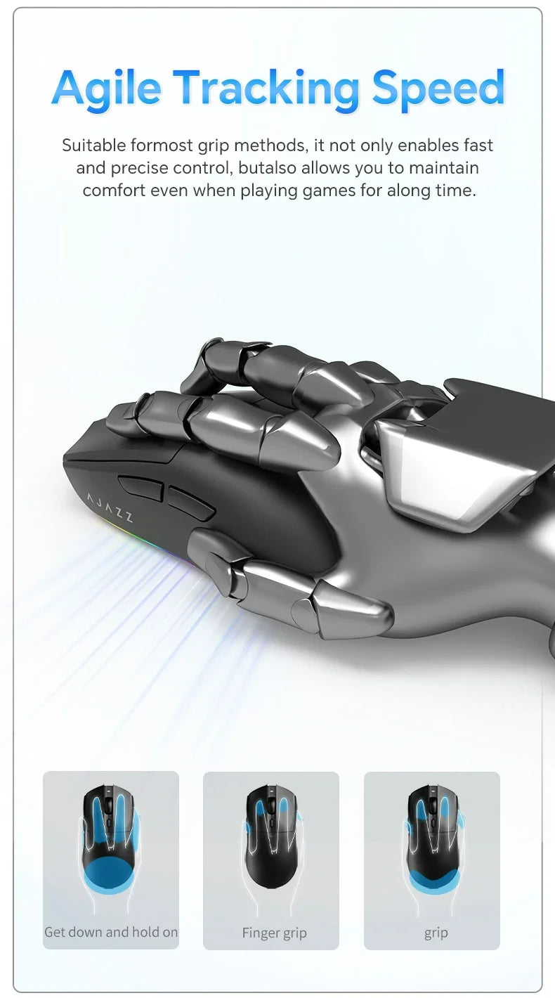 Mouse de gaming wireless AJAZZ AJ139 V2 MC/AJ139 PRO, senzor PAW3311/PAW3395, 12000DPI/26000DPI, 500mAh, mouse Bluetooth pentru PC