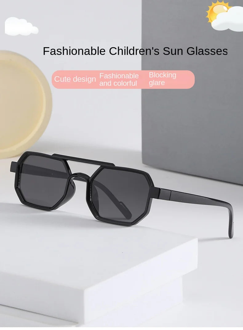 Children’s Sunglasses Vintage Double-beam Sun Glasses UV400 Outdoor Girl Boy Fashion Glasses Classic Square Kids Sunglasses