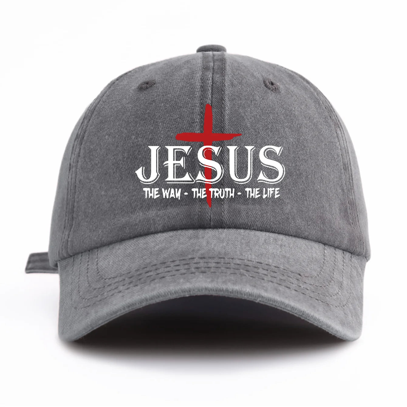 1 Pc JESUS CROSS Print Washed Baseball Cap, Classic Casual Stylish, Perfect Gift For Families And Friends