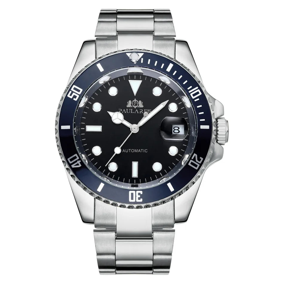 High Quality Automatic Mechanical Watch for Men Stainless Steel Red Dial Date Strong Luminous Luxury Men Watch Reloj Hombre