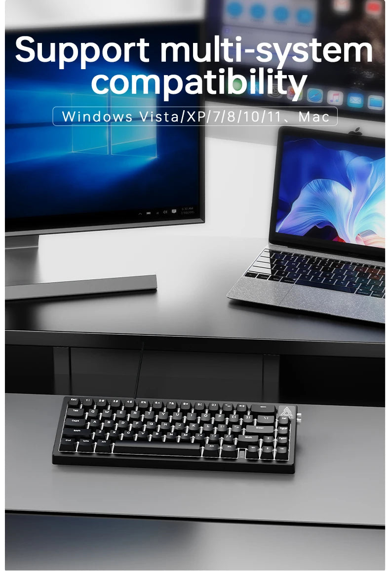 New AJAZZ AK650 Wireless Mechanical Keyboard Bluetooth Triple Mode Customized Game Gasket with Screen Gaming Wired Gift
