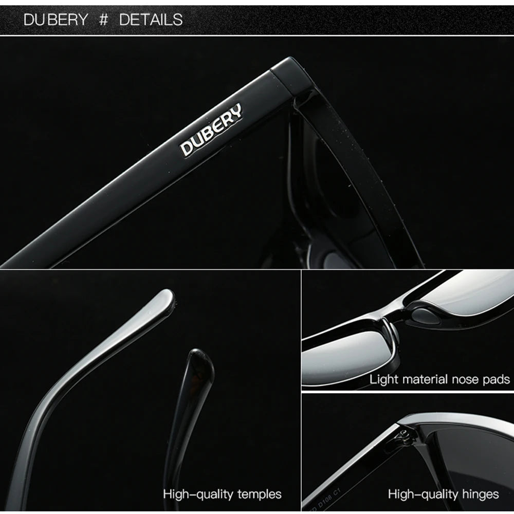 DUBERY Full Rim Polarized Fashion Sunglasses For Men And Women 14 Colors Model 108