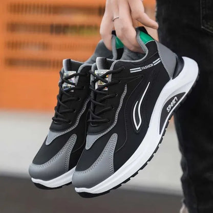 Modne męskie buty sportowe w koreańskim stylu, sznurowane, casualowe, do biegania, wygodne, oddychające, z grubą podeszwą