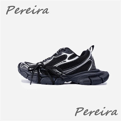 Streetstyle herensneakers met dikke zool, nieuwe gemengde kleuren, vetersluiting, casual koppelschoenen, comfortabel en ademend, voor hardlopen en wandelen