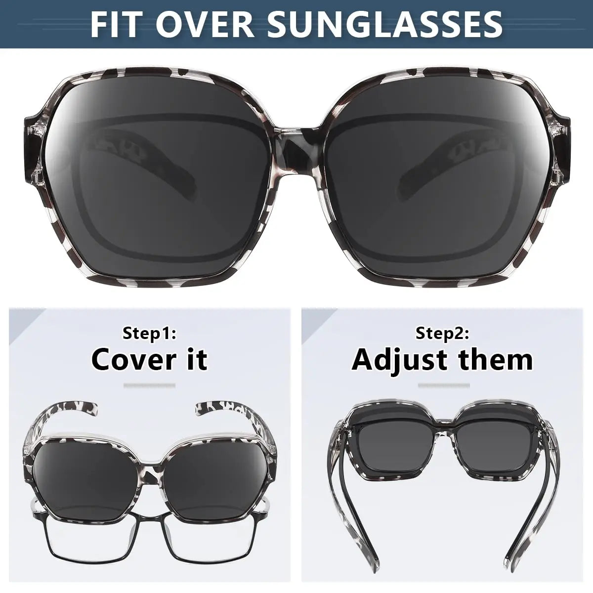 Oversized Over Glasses T01 Sunglasses for Women Men Square Fit Over Sun Glasses UV400