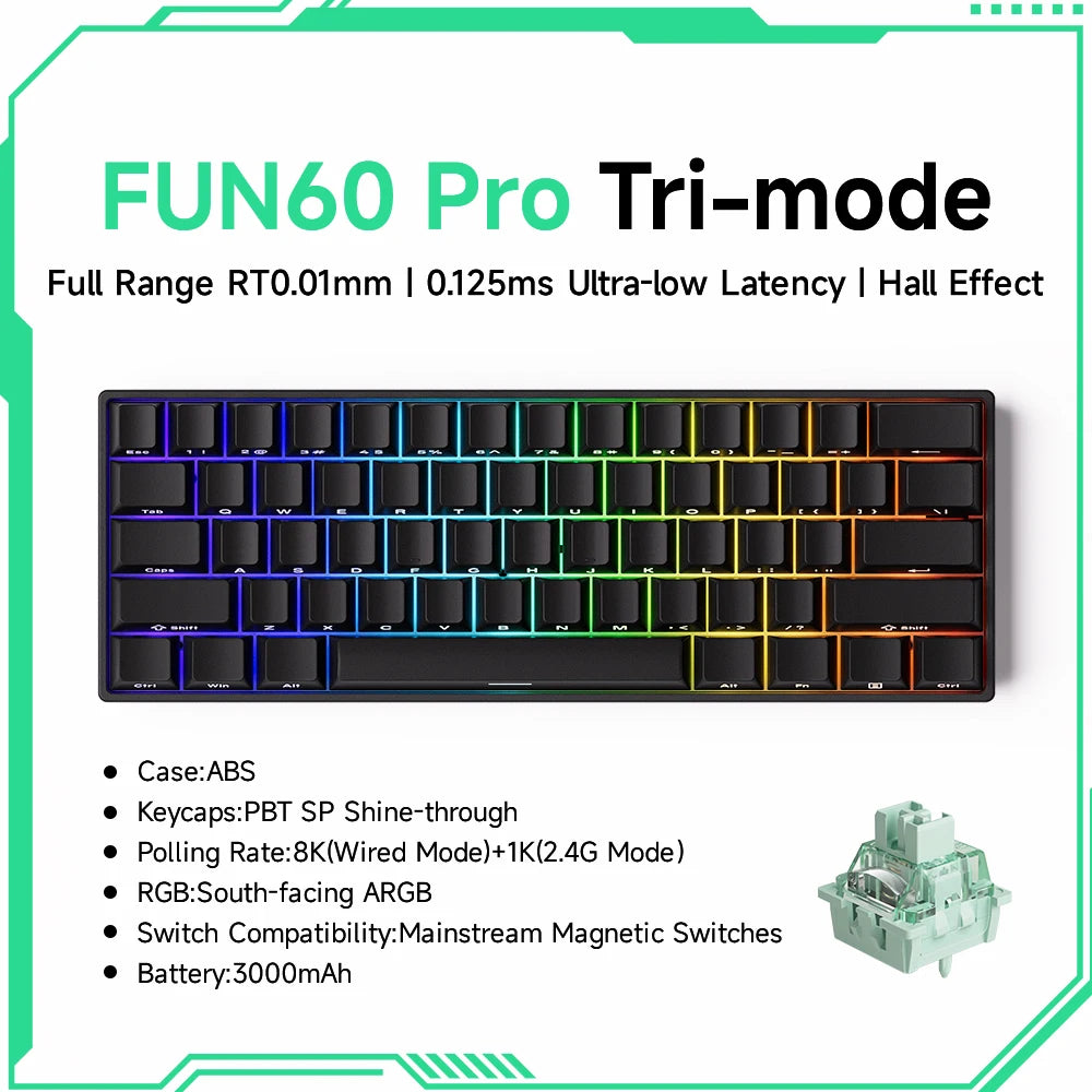 Akko MonsGeek FUN68 FUN60 PRO&MAX Tastiera magnetica HE 60% 65% Tastiere da gaming Rapid Trigger 8K Tastiera custom per gamer Esports