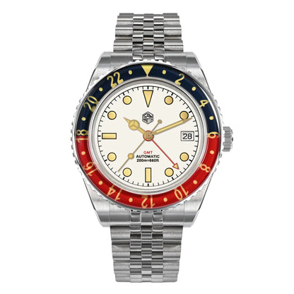 San Martin NH34 40mm GMT Luxury Sports Style Full Luminous Bidirectional Sapphire Bezel Automatic Mechanical Watch 20 Bar SN0005