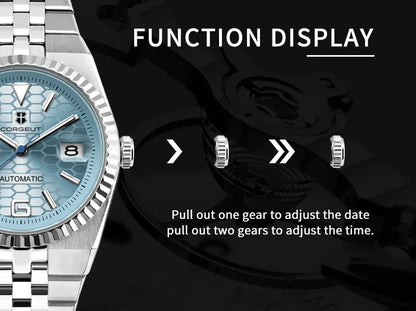 Corgeut 40mm Luxury NH35 Movt Man Sport Clock Automatic Relogio Masculino Mechanical Wristwatch Sapphire Ice Blue Men's Watch