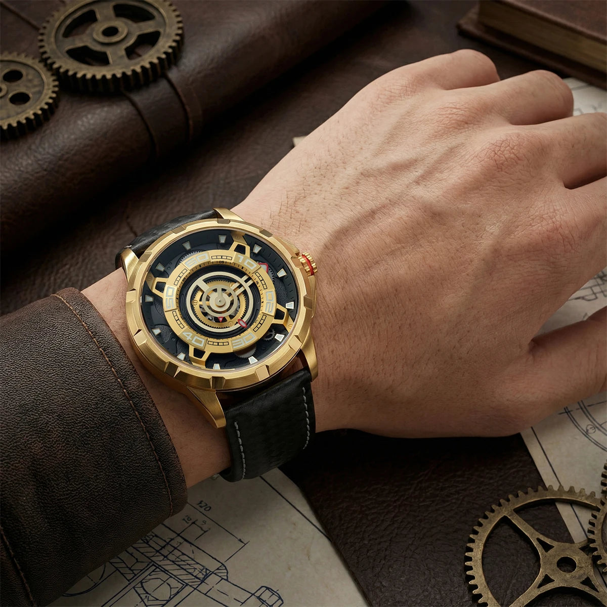 BERNY Automatic Skeleton Watch For Men 3D Dial 5ATM Luminous Sapphire 316L Steel MIYOTA 82S0 Mechanical Top Luxury Men's Watches