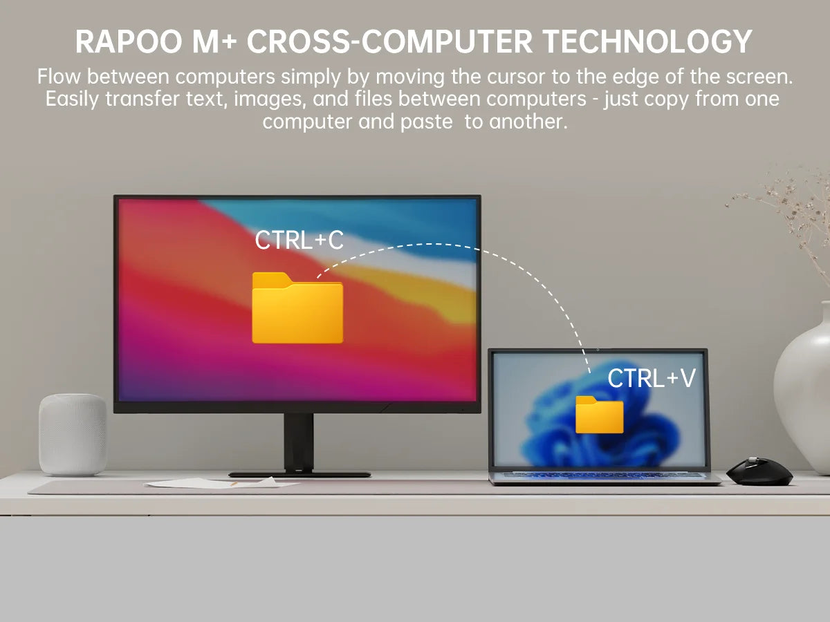 Mysz bezprzewodowa Rapoo MT760L/MT760M Multi-mode, akumulatorowa, ergonomiczna, 4000 DPI, obsługa do 4 urządzeń, mysz Bluetooth