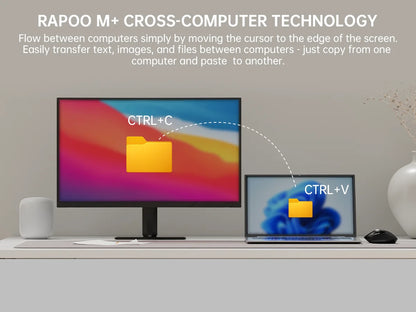 Mysz bezprzewodowa Rapoo MT760L/MT760M Multi-mode, akumulatorowa, ergonomiczna, 4000 DPI, obsługa do 4 urządzeń, mysz Bluetooth