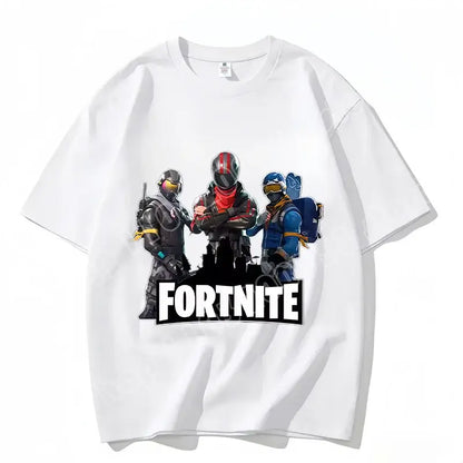Fortnite Rundhals-T-Shirt für Erwachsene, unisex, Gaming-Dance-Mode, neu, aus reiner Baumwolle, kurzärmeliges Oberteil, perfekt für Freizeit und Urlaub