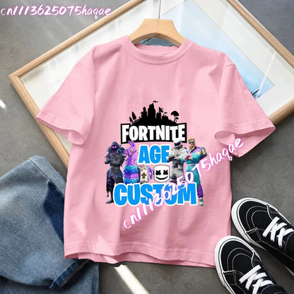 Fortnites Series Summer-børnetøj, hot game T-shirt til drenge og piger, tegneserieprint, kortærmede toppe til børn, sjove fødselsdagsgaver