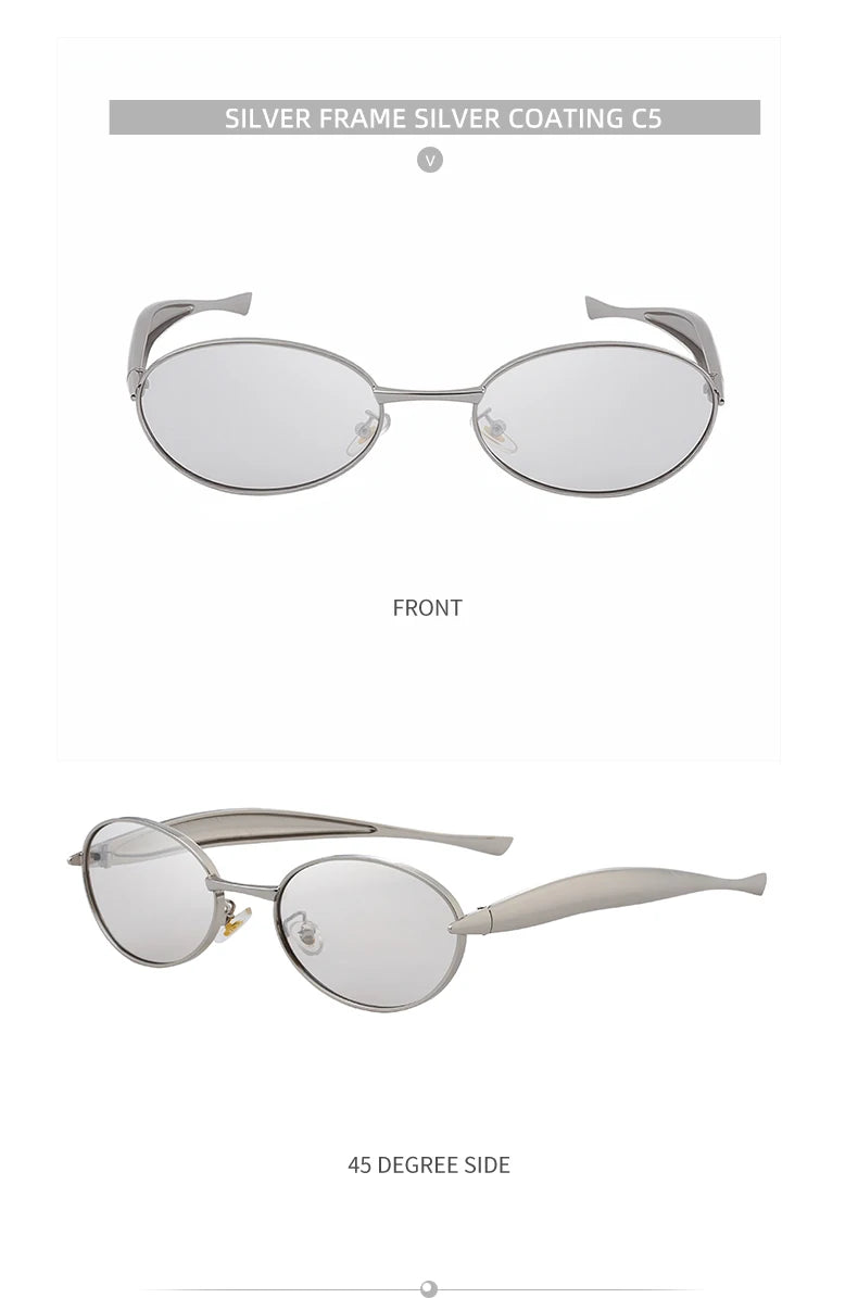 Sexy Small Oval Punk Sunglasses Women 2026 Luxury Vintage Steampunk Metal Frame Sun Glasses For Ladies Trendy Traveling Shades