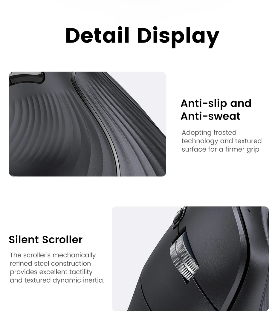 Mouse Wireless Bluetooth5.0 2.4G Ergonomic 4000DPI 6 Mute Buttons for MacBook Tablet Laptops Computer PC Mice