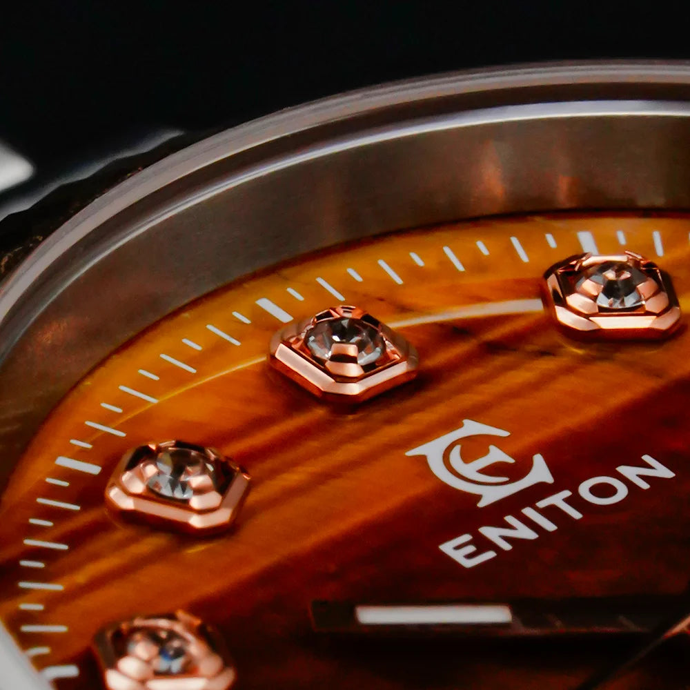 Eniton 36mm Men's Mechanical Watch with Stainless Steel Peacock Stone Tiger Eye Dial And NH35 Movement