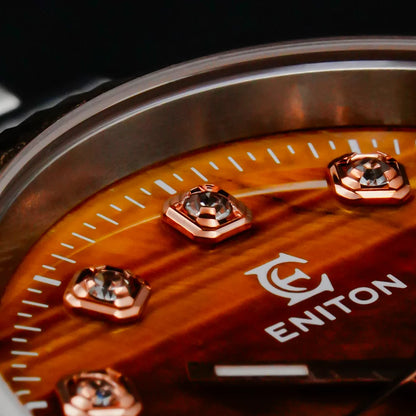 Eniton 36mm Men's Mechanical Watch with Stainless Steel Peacock Stone Tiger Eye Dial And NH35 Movement