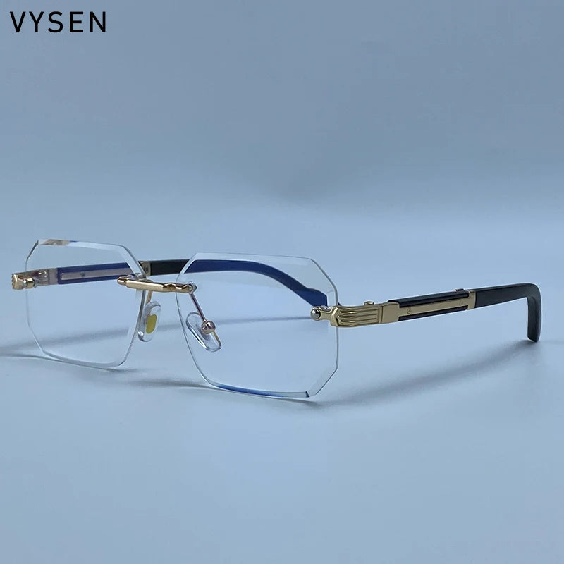 Vintage Punk Rectangle Rimless Sunglasses Men 2026 Luxury Brand Geometric Polygon Sun Glasses Male Trendy Square Shades Eyewear