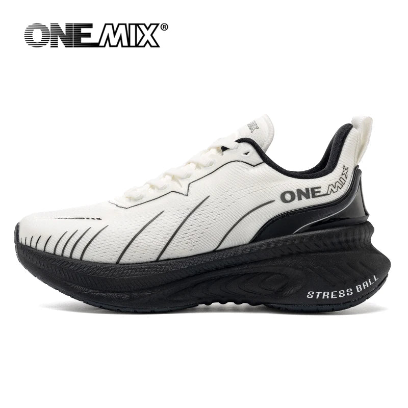 ONEMIX Nye løbesko med støddæmpning til mænd, velegnede til tunge løbere, snøresko til sport, kvinder, skridsikre udendørs atletiske herresneakers