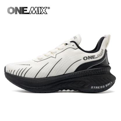 ONEMIX Nye løbesko med støddæmpning til mænd, velegnede til tunge løbere, snøresko til sport, kvinder, skridsikre udendørs atletiske herresneakers