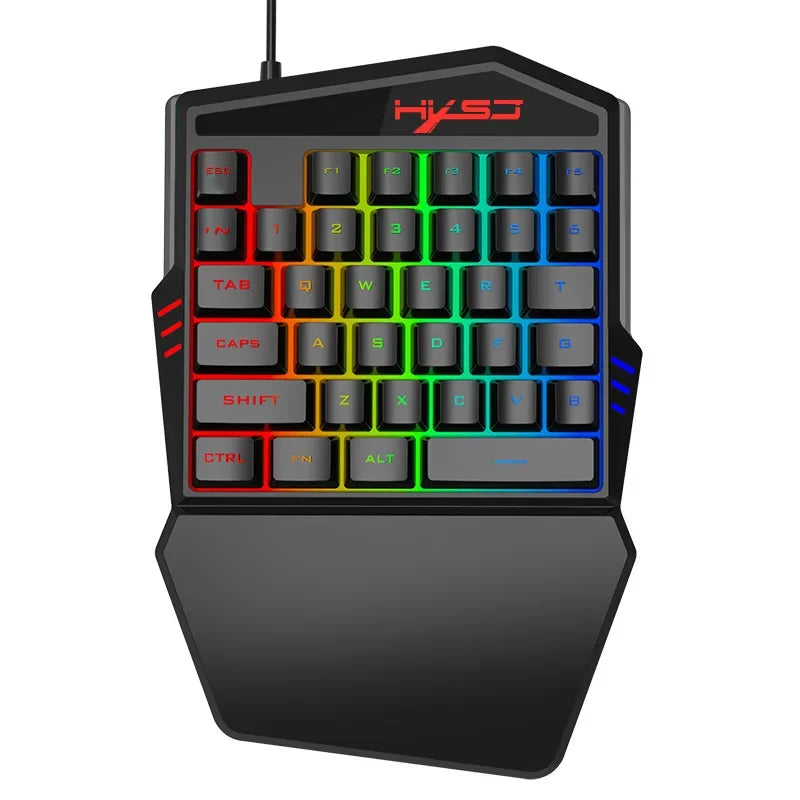 Wired Backlight Keyboard Mouse Set One-handed Professional Gaming Keyboard Mini Portable Game Mouse for Battle Royale Game