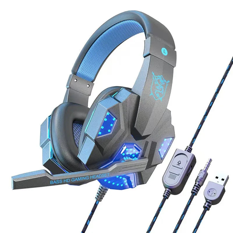 Auriculares gaming HOMEFISH SY830MV RGB con micrófono – Auriculares gaming over-ear con cable para PC, PS5, Xbox y Nintendo Switch, auriculares esports ligeros con sonido envolvente 3D