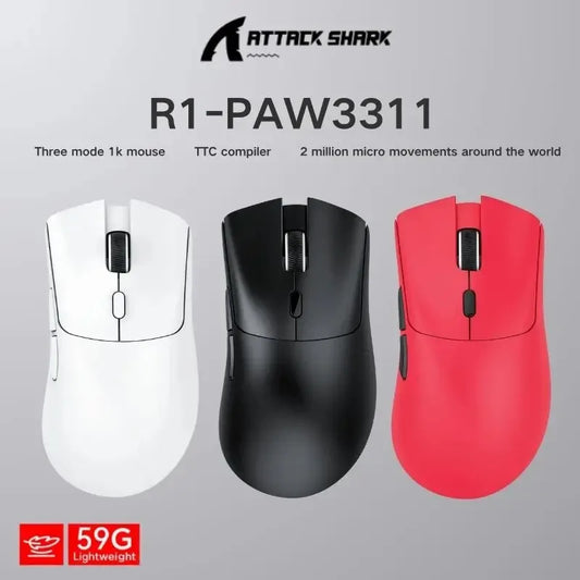ATTACK SHARK R1 Bluetooth-Maus – virale Maus, von Influencern getestet, authentisch direkt von der Marke, PAW3311-Sensor mit 1K Hz für Gaming