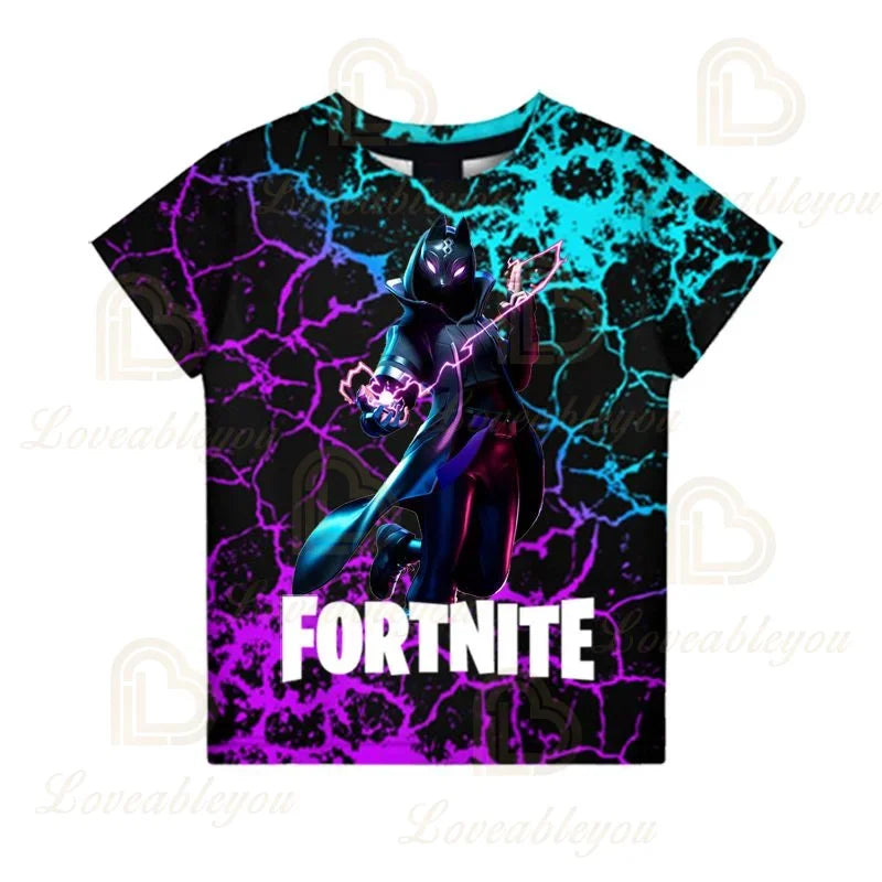 Fortnite „Victory Royale Ninja Fashion“ 3D marškinėliai vaikams, vasariniai trumpomis rankovėmis, su animaciniu raštu, kūdikių drabužiai, vaikiški marškinėliai