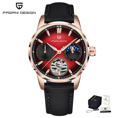 PAGANI DESIGN 41mm Men’s Luxury Mechanical Watch  Sapphire Crystal, Leather Strap & Waterproof
