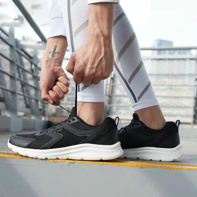 Xtep Sports Shoes Men’s Mesh Breathable Running Shoes, Winter Marathon Black White Men’s Sports Sneakers, Model 879119110110
