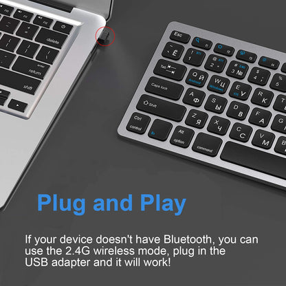 Russian English Layout Slim Wireless Keyboard Bluetooth & 2.4G Dual Mode Keyboard Compact Ergonomic for Windows ios Android
