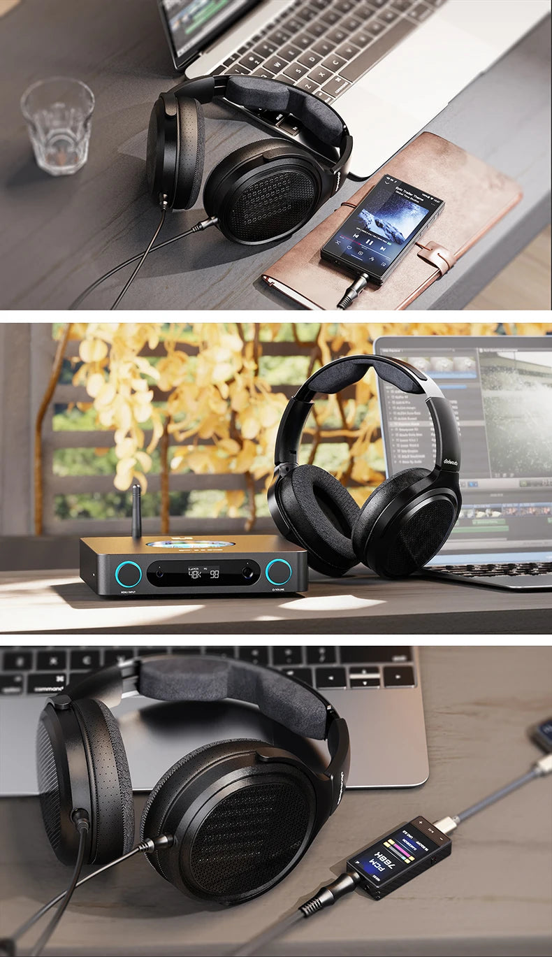 Auscultadores Audiófilos Over-Ear Magnéticos Planares FiiO JT7 – Driver 95x86mm, Headset HiFi com Fio 4.4mm e 3.5mm
