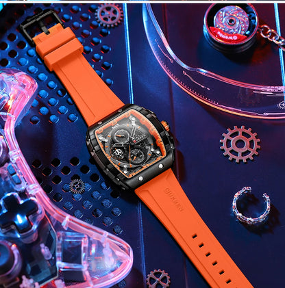 CURREN Men’s Luxury Square Quartz Chronograph Watch Waterproof, Luminous Dial & Date Display