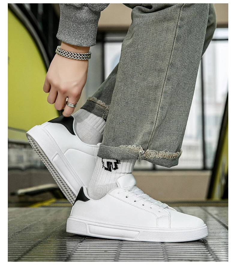 Sapatos de couro sintético para homem, ténis, sapatos casuais da moda, calçado de lazer para homem, ténis masculinos, calçado vulcanizado para homem, sapatos para casal, sapatos para mulher