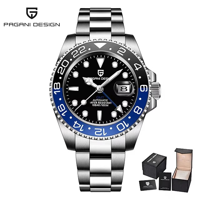 GMT Wristwatch PAGANI DESIGN Automatic Watch 40mm Mens Watch Top Brand Mechanical Watch 100M Waterproof Luminous Watches PD-1662