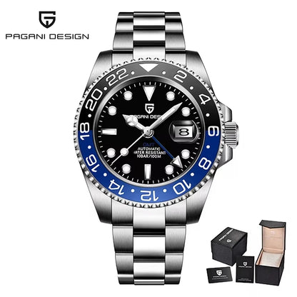 GMT Wristwatch PAGANI DESIGN Automatic Watch 40mm Mens Watch Top Brand Mechanical Watch 100M Waterproof Luminous Watches PD-1662