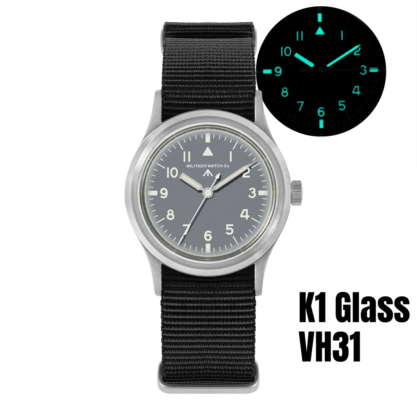 Militado ML14 Quartz Watch VH31 Movement Bubble Sapphire Crystal Vintage Watch 100m Waterproof BGW9 C3 Luminous Watch